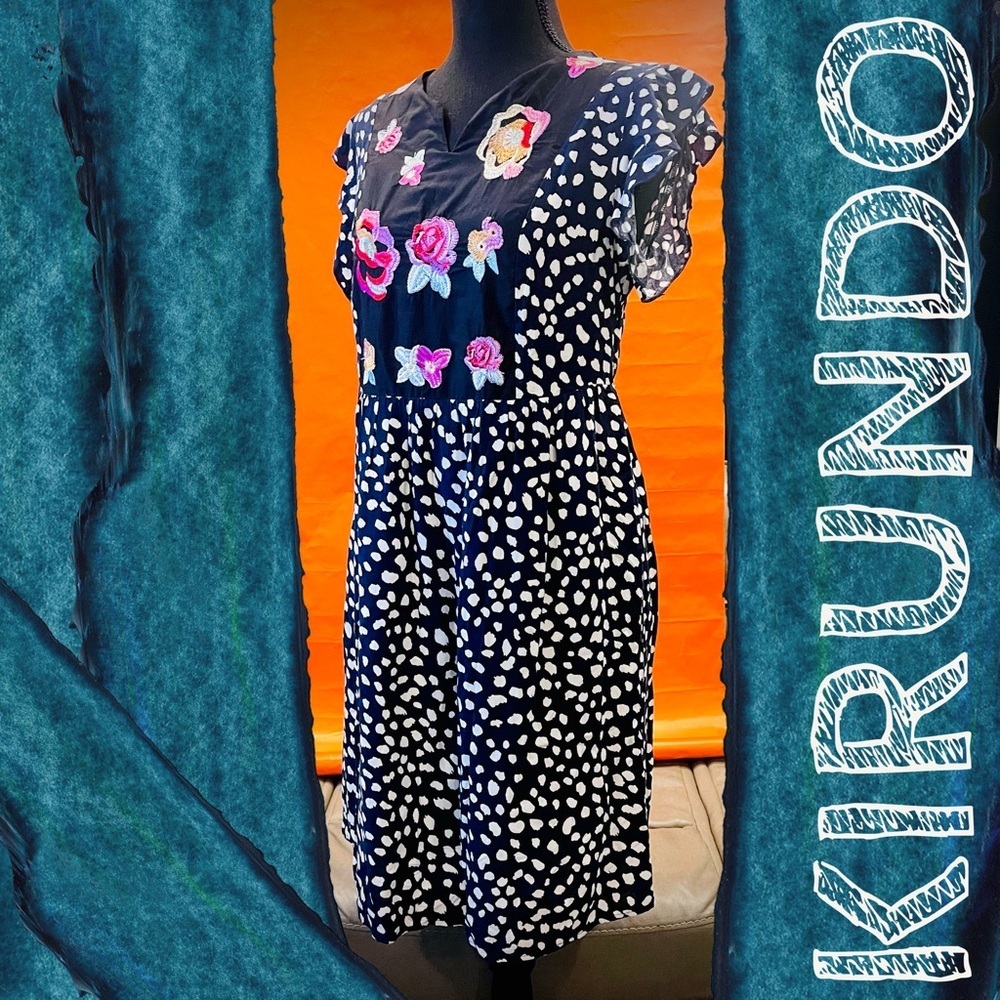 KIRUNDO Floral Embroidered Funky Dress Size Small